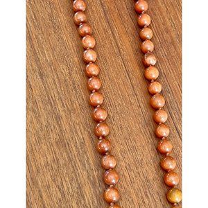 Goldstone Beaded Necklace 38" Long Round Polished Beads With Warm Brown Tones